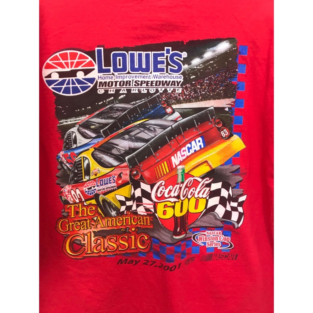 Vintage 2001 NASCAR The Great American Classic Charlotte Red T-Shirt Hanes XL